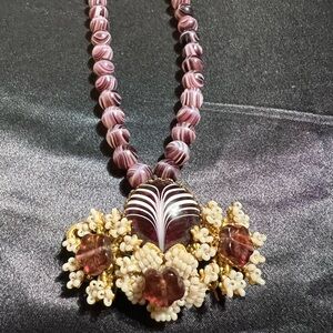 Vintage 80’s Rare Stanley Hagley Purple Glass and seed Pearl Statement Piece